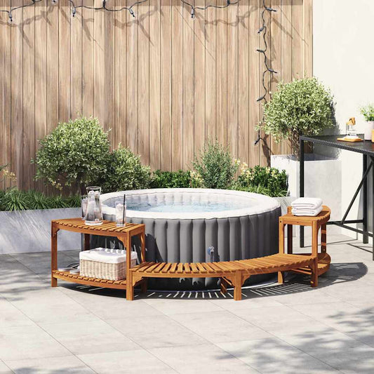 Hot Tub Surround Half-Round Solid Acacia Wood Brown