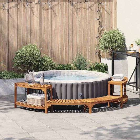 Hot Tub Surround Half-Round Solid Acacia Wood Brown