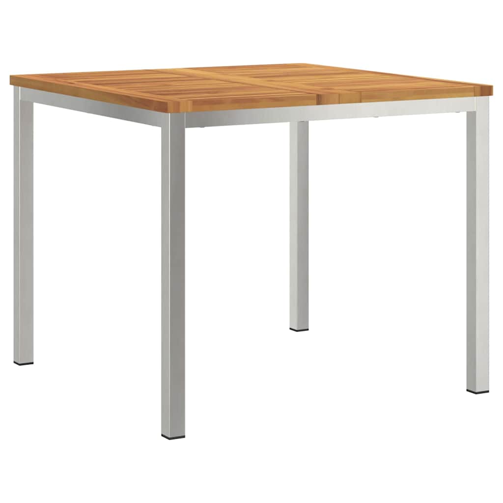 Dining Table 90x90x75 cm Solid Acacia Wood and Stainless Steel