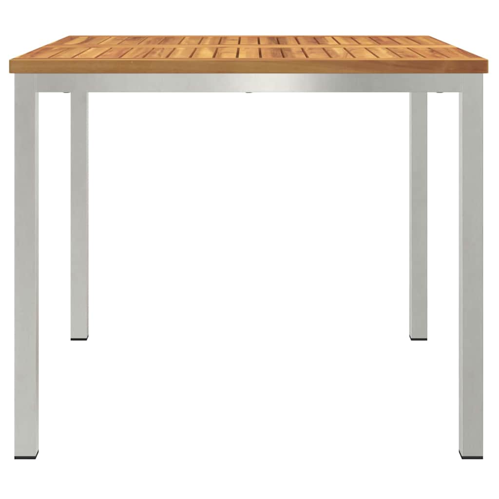 Dining Table 90x90x75 cm Solid Acacia Wood and Stainless Steel