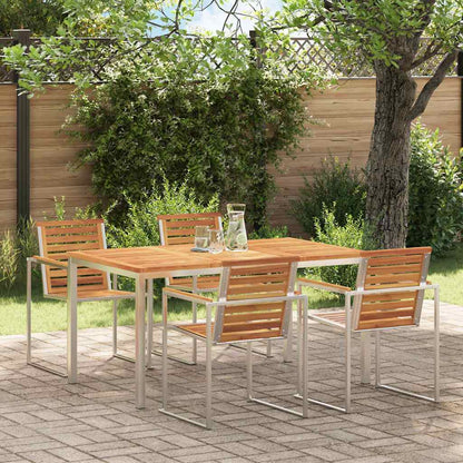Dining Table 150x90x75 cm Solid Acacia Wood and Stainless Steel