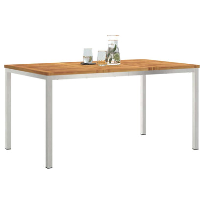 Dining Table 150x90x75 cm Solid Acacia Wood and Stainless Steel