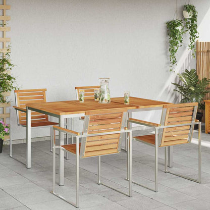 Dining Table 150x90x75 cm Solid Teak Wood and Stainless Steel