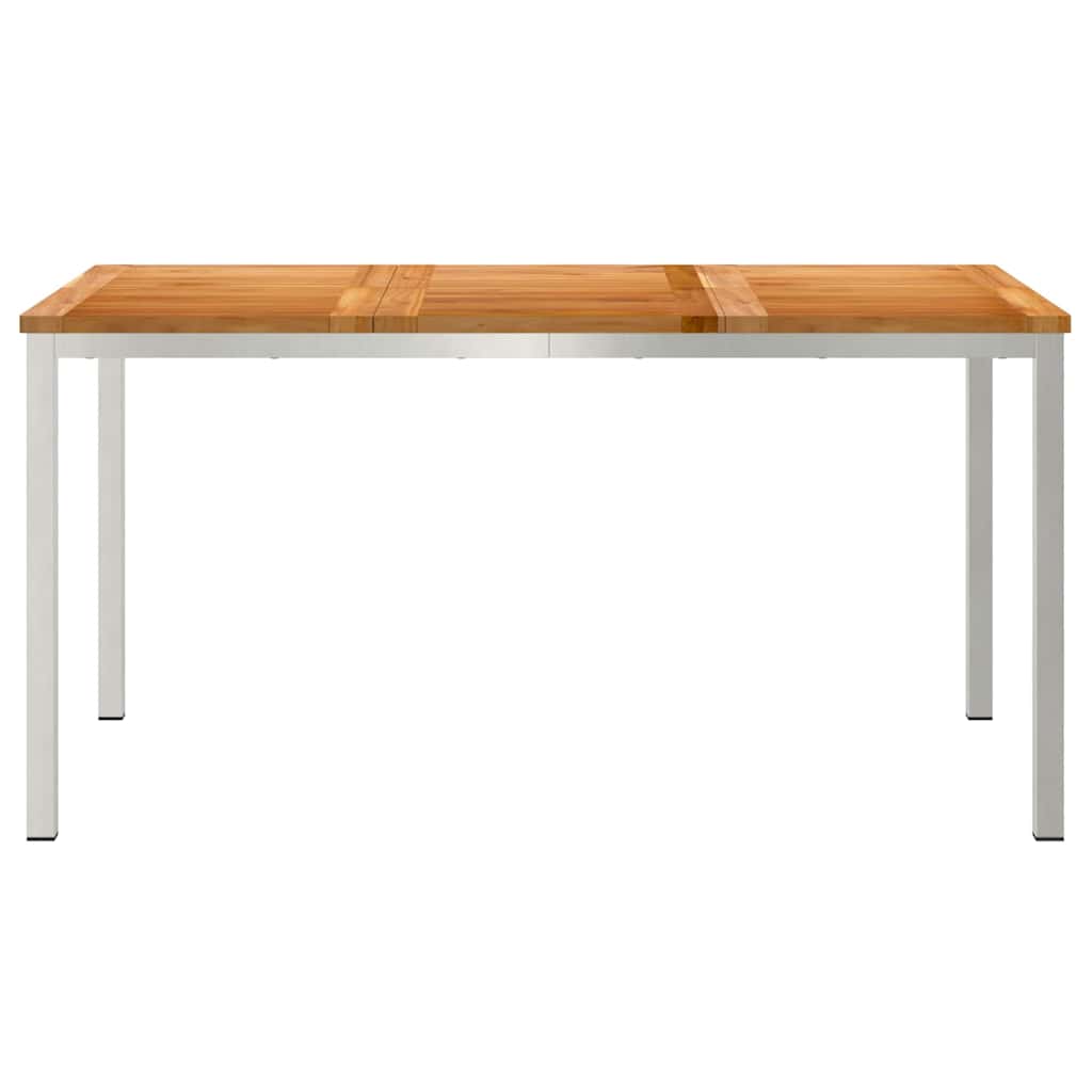 Dining Table 150x90x75 cm Solid Teak Wood and Stainless Steel