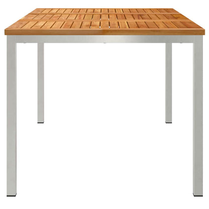 Dining Table 150x90x75 cm Solid Teak Wood and Stainless Steel