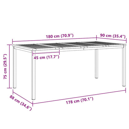 Dining Table 180x90x75 cm Solid Acacia Wood and Stainless Steel