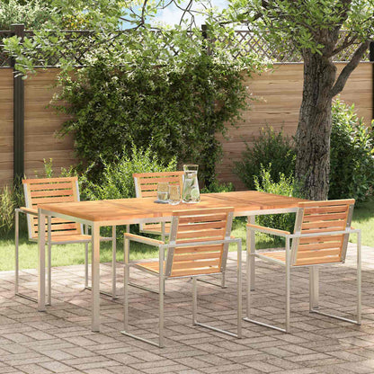 Dining Table 180x90x75 cm Solid Teak Wood and Stainless Steel