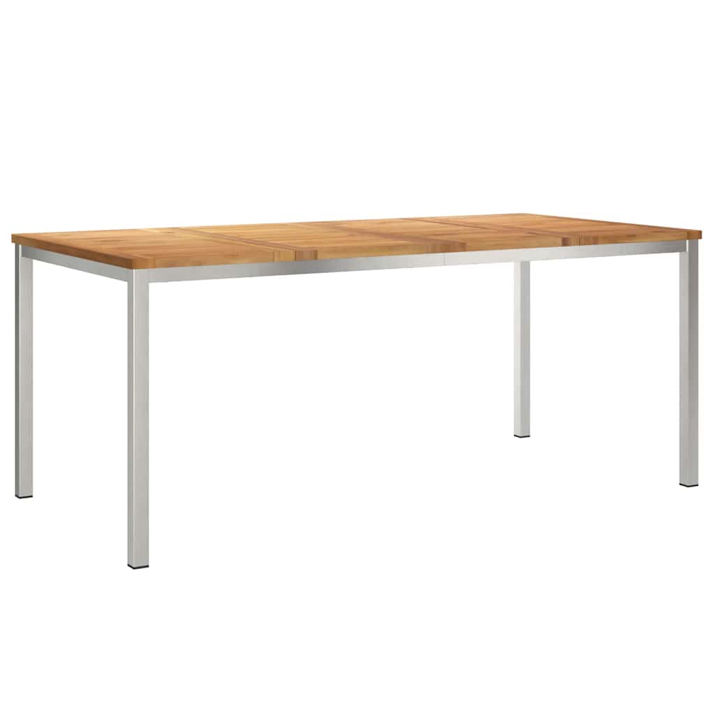 Dining Table 180x90x75 cm Solid Teak Wood and Stainless Steel