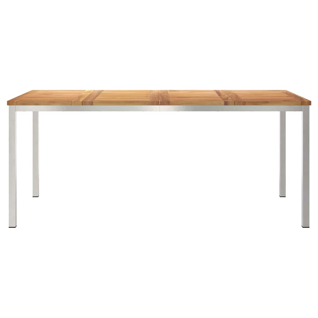 Dining Table 180x90x75 cm Solid Teak Wood and Stainless Steel