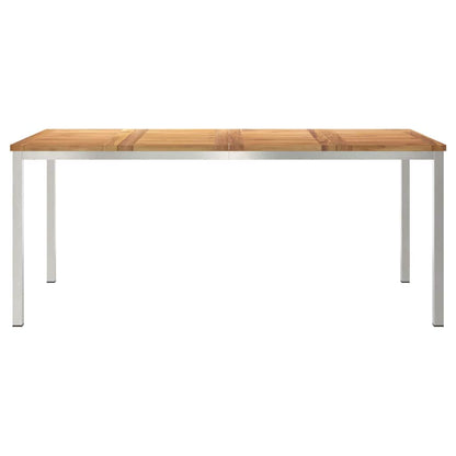 Dining Table 180x90x75 cm Solid Teak Wood and Stainless Steel
