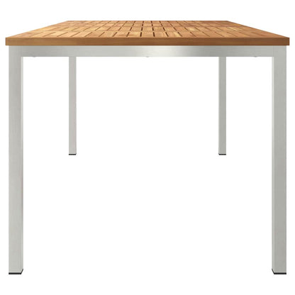 Dining Table 180x90x75 cm Solid Teak Wood and Stainless Steel