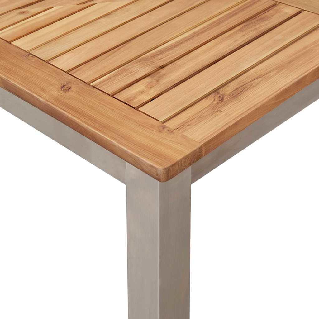 Dining Table 200x90x75 cm Solid Acacia Wood and Stainless Steel