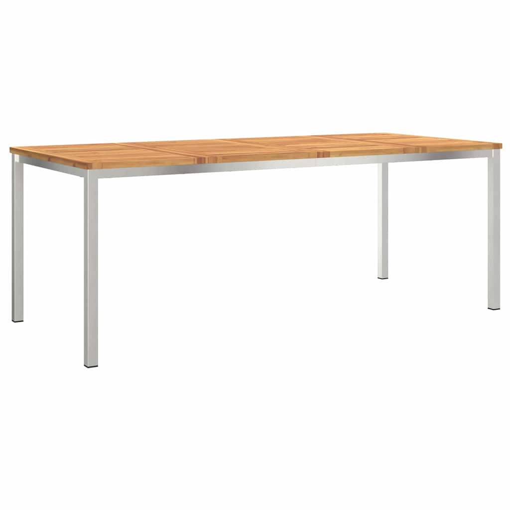 Dining Table 200x90x75 cm Solid Acacia Wood and Stainless Steel