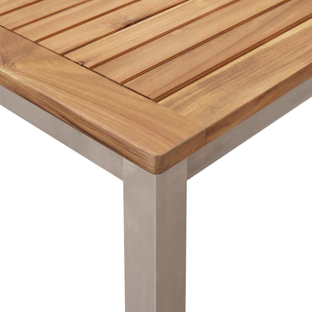 Dining Table 200x90x75 cm Solid Teak Wood and Stainless Steel