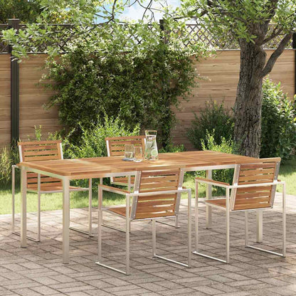 Dining Table 200x90x75 cm Solid Teak Wood and Stainless Steel