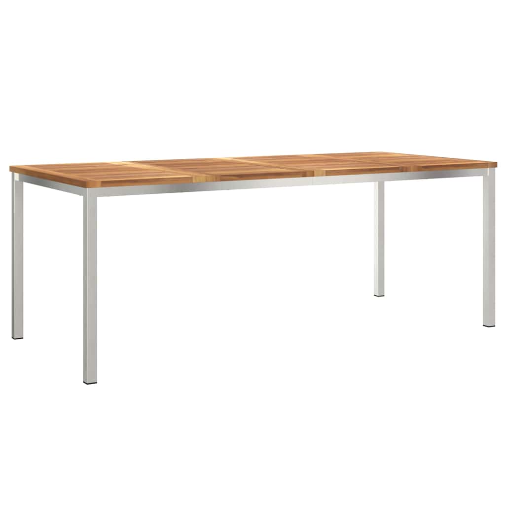 Dining Table 200x90x75 cm Solid Teak Wood and Stainless Steel