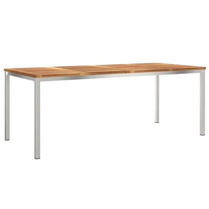Dining Table 200x90x75 cm Solid Teak Wood and Stainless Steel