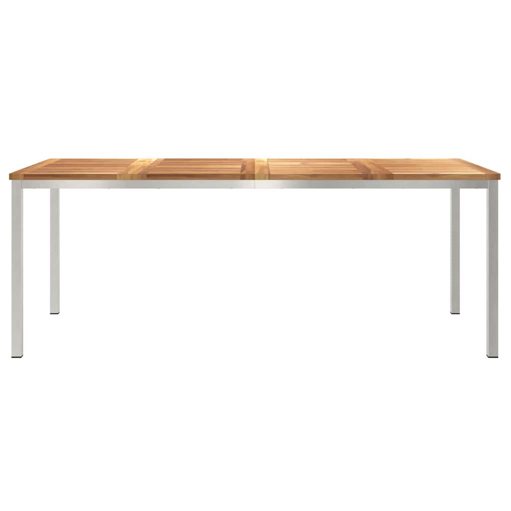 Dining Table 200x90x75 cm Solid Teak Wood and Stainless Steel