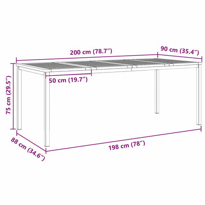 Dining Table 200x90x75 cm Solid Teak Wood and Stainless Steel
