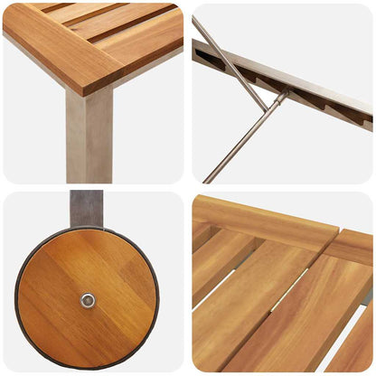 Sun Lounger Solid Acacia Wood and Stainless Steel
