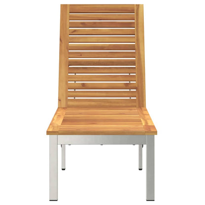 Sun Lounger Solid Acacia Wood and Stainless Steel
