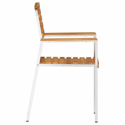 Garden Chair 2 pcs Solid Acacia Wood and Stainless Steel