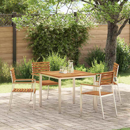 Garden Chair 4 pcs Solid Acacia Wood and Stainless Steel