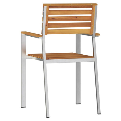 Garden Chair 4 pcs Solid Acacia Wood and Stainless Steel