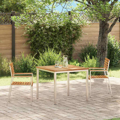 Garden Chair 2 pcs Solid Teak Wood and Stainless Steel