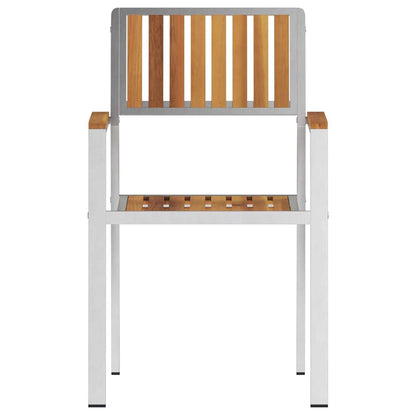 Garden Chair 2 pcs Solid Acacia Wood and Stainless Steel