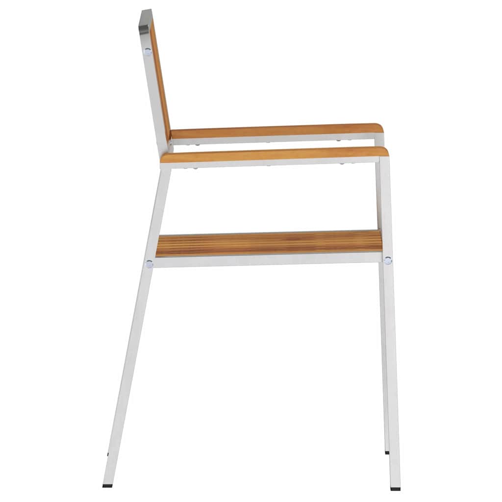 Garden Chair 2 pcs Solid Acacia Wood and Stainless Steel