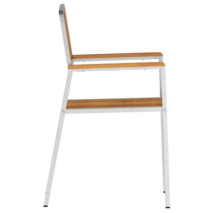 Garden Chair 2 pcs Solid Acacia Wood and Stainless Steel