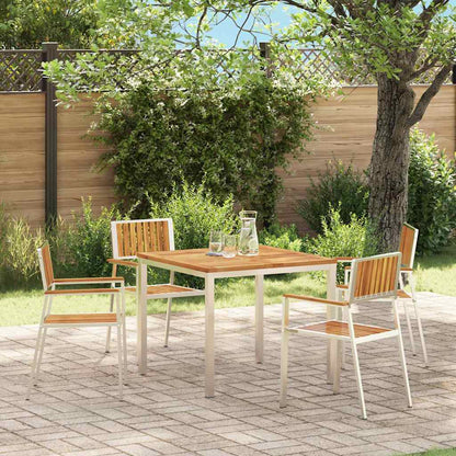 Garden Chair 4 pcs Solid Acacia Wood and Stainless Steel