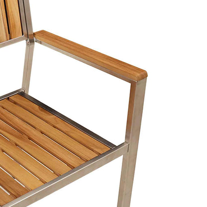 Garden Chair 4 pcs Solid Teak Wood and Stainless Steel