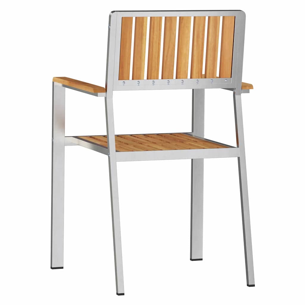Garden Chair 4 pcs Solid Teak Wood and Stainless Steel