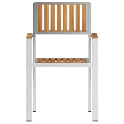 Garden Chair 4 pcs Solid Teak Wood and Stainless Steel