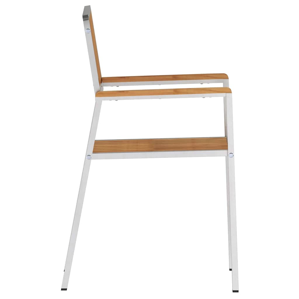 Garden Chair 4 pcs Solid Teak Wood and Stainless Steel