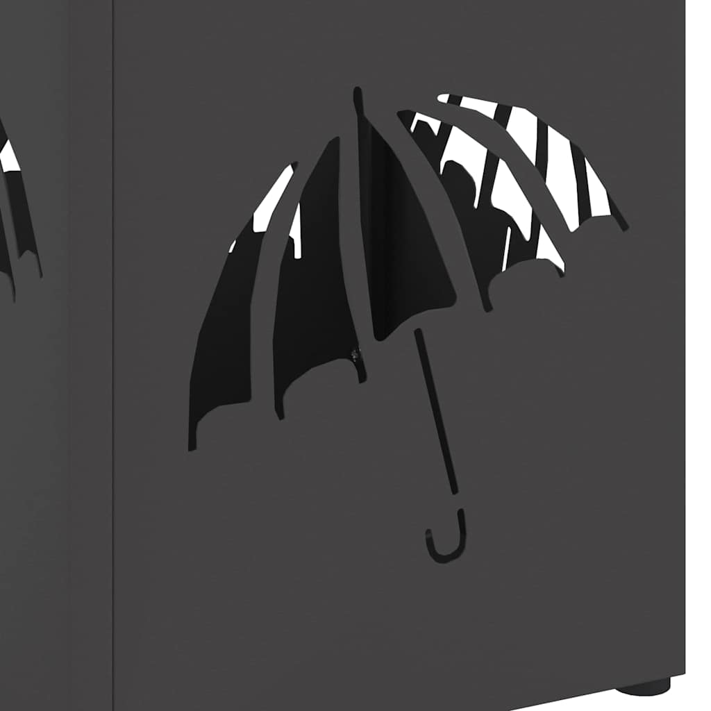 Rain Umbrella Stand Black 15.5 x 15.5 x 49 cm Steel