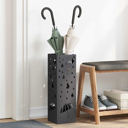 Rain Umbrella Stand Black 15.5 x 15.5 x 49 cm Steel