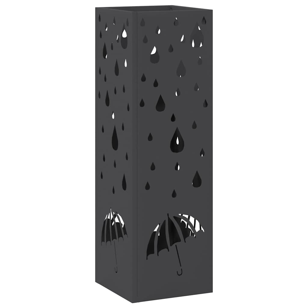Rain Umbrella Stand Black 15.5 x 15.5 x 49 cm Steel