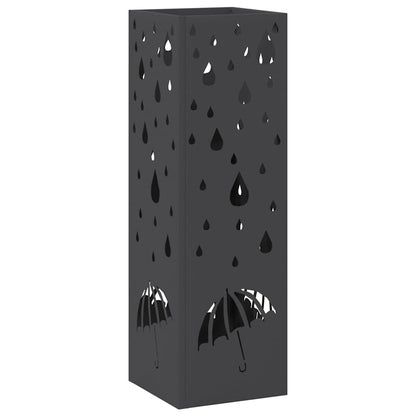 Rain Umbrella Stand Black 15.5 x 15.5 x 49 cm Steel