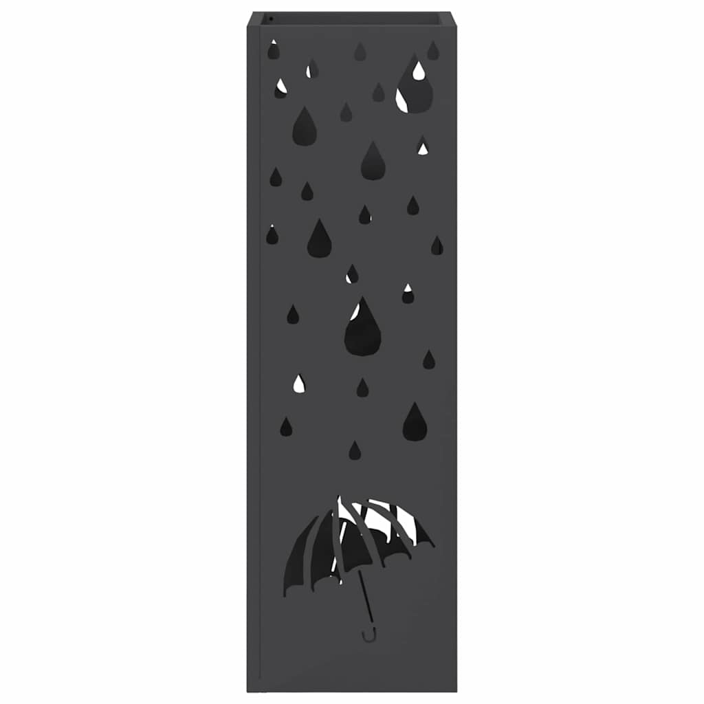Rain Umbrella Stand Black 15.5 x 15.5 x 49 cm Steel