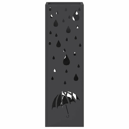 Rain Umbrella Stand Black 15.5 x 15.5 x 49 cm Steel