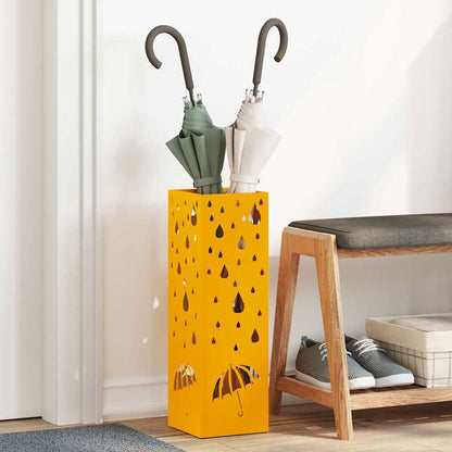 Rain Umbrella Stand Mustard 15.5 x 15.5 x 49 cm Steel