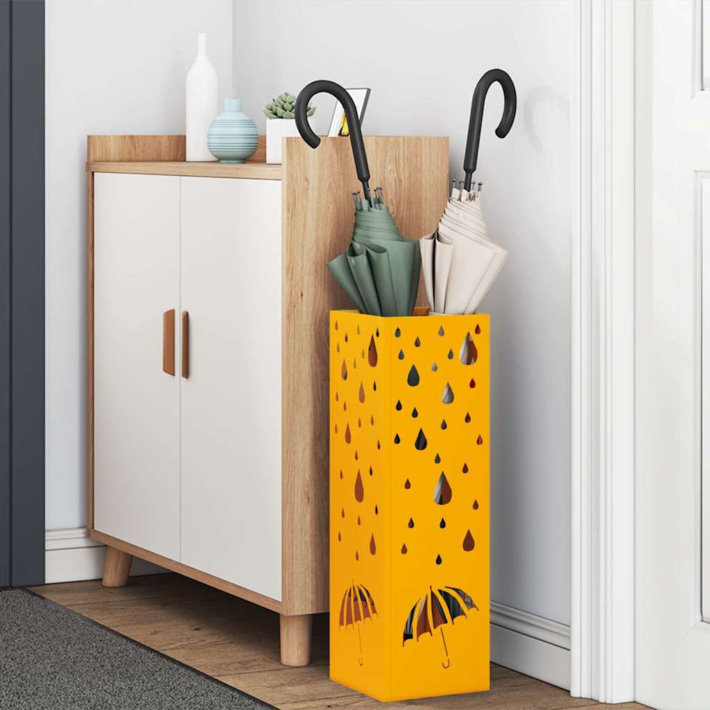 Rain Umbrella Stand Mustard 15.5 x 15.5 x 49 cm Steel
