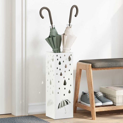 Rain Umbrella Stand White 15.5 x 15.5 x 49 cm Steel
