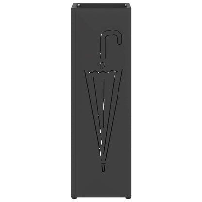Rain Umbrella Stand Black 15.5 x 15.5 x 49 cm Steel