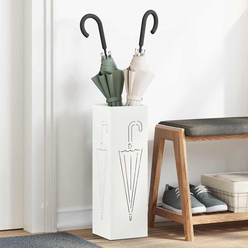 Rain Umbrella Stand White 15.5 x 15.5 x 49 cm Steel