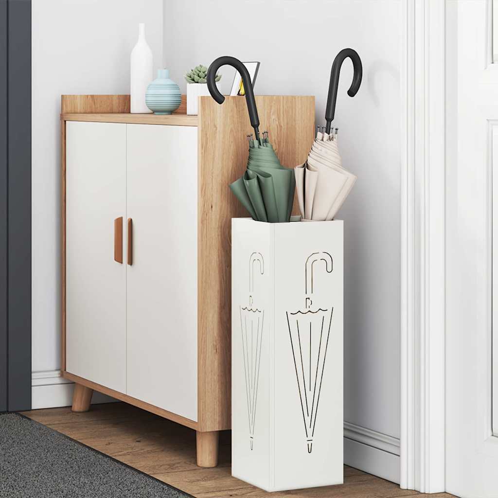 Rain Umbrella Stand White 15.5 x 15.5 x 49 cm Steel