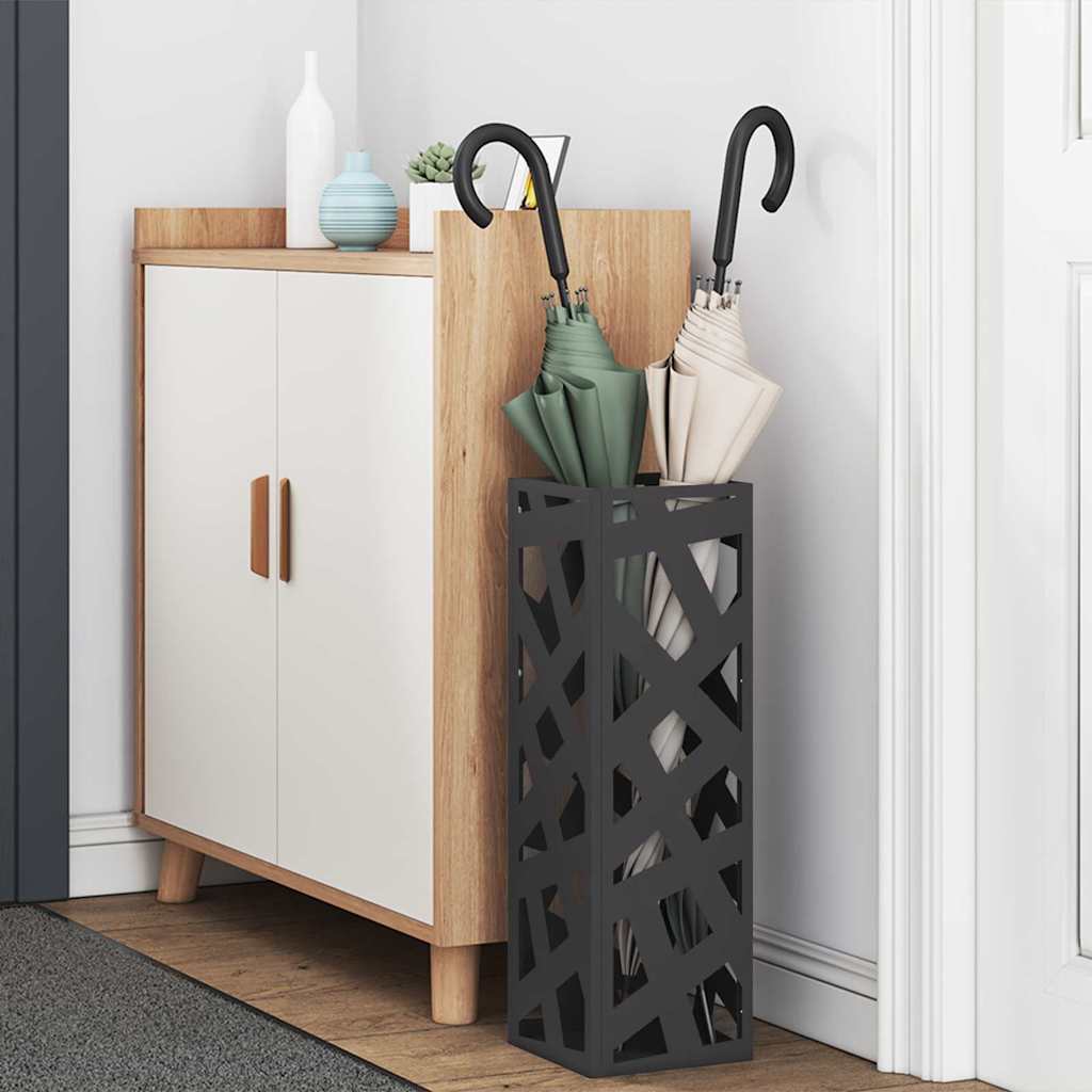 Rain Umbrella Stand Black 15.5 x 15.5 x 49 cm Steel